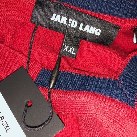 NWT Jared Lang Men's V Neck Sweater XXLarge Red Knit Pullover Cotton - Picture 8 of 8